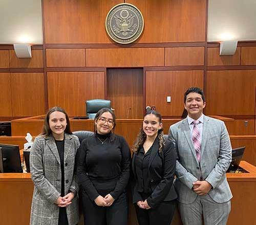 pre-law students in a court house