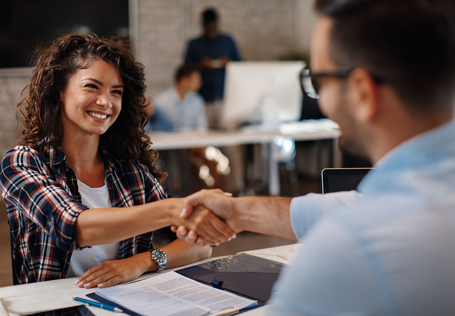 Young woman accepting a job offer