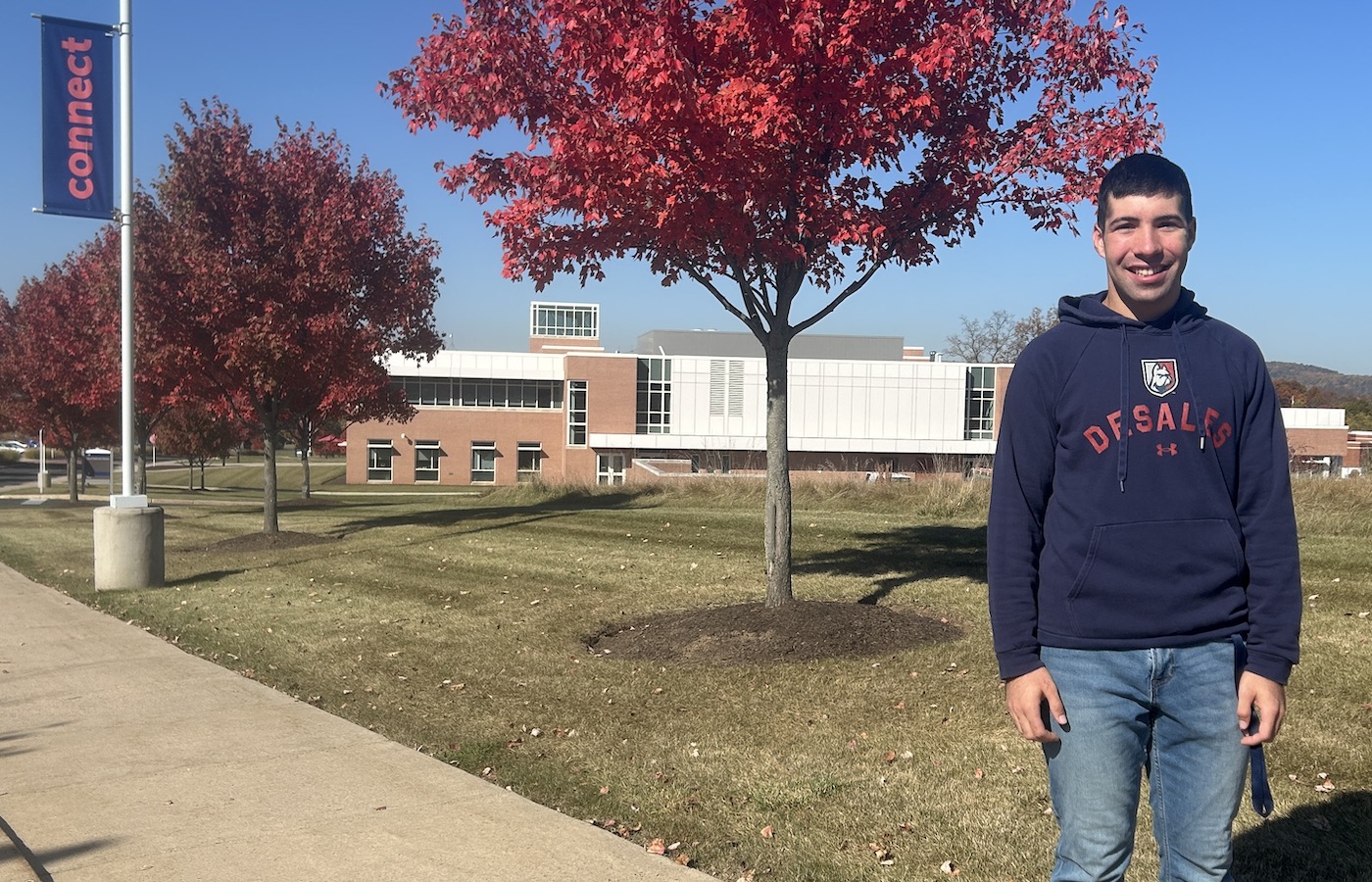 Andrew Vogel outside Gambet Center