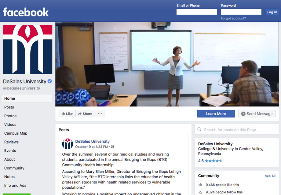 Facebook visits DeSales 