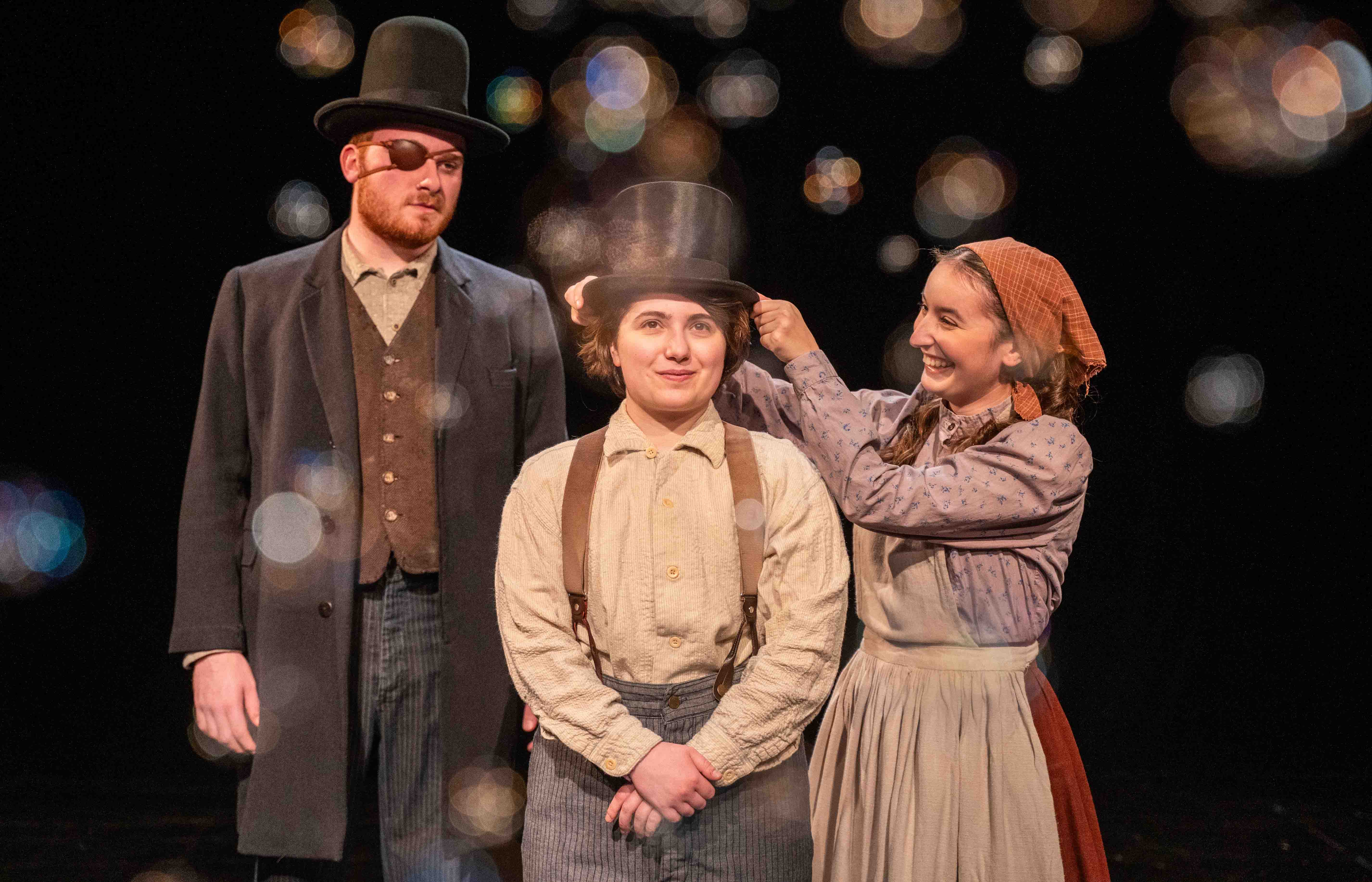 Carter Sachse, Relena Kiser, and Madison Howe in Act 1's Mr. Dickens Hat