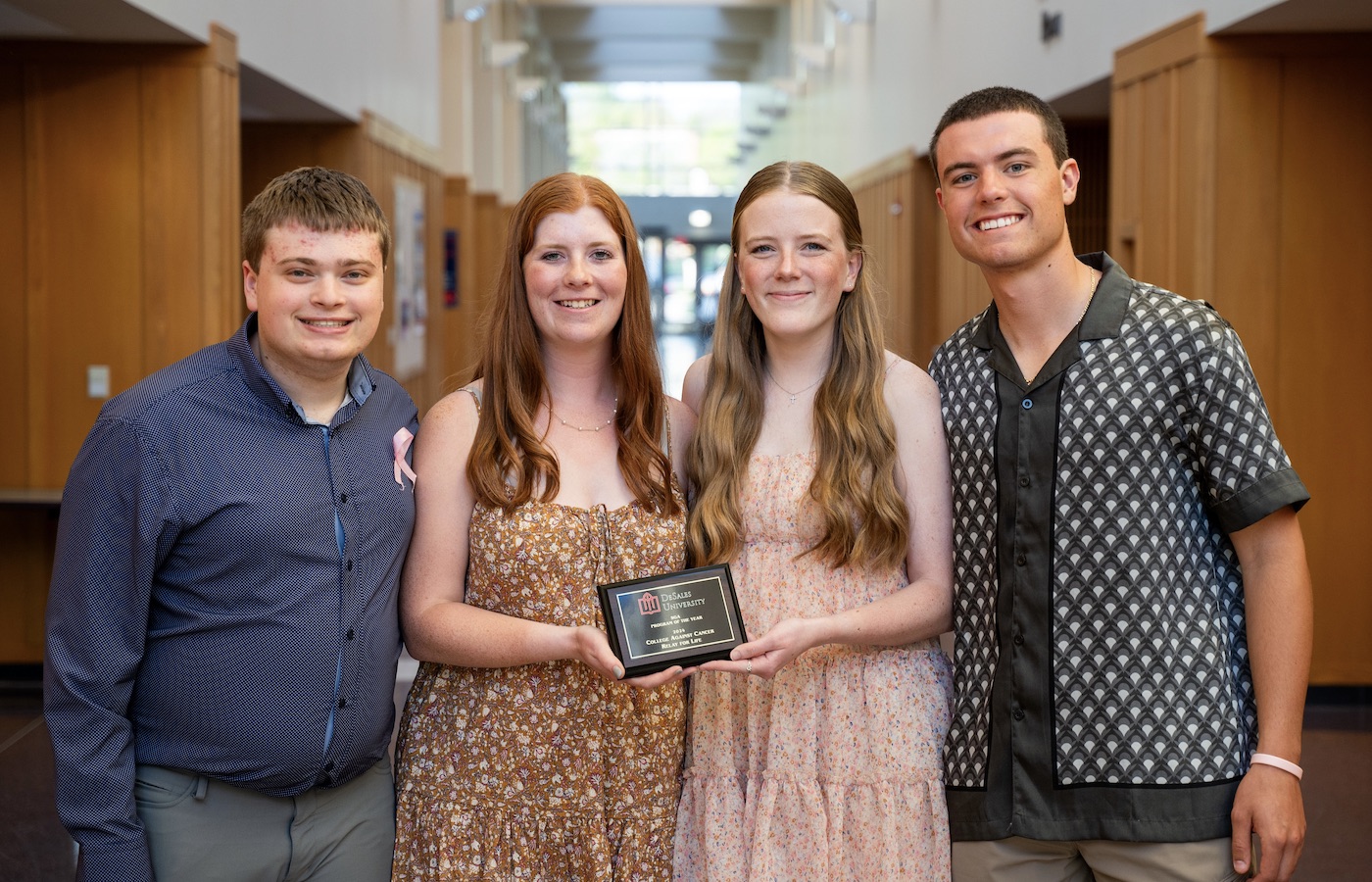 Morgan Landau and students at 2024 Student Life Awards Banquet